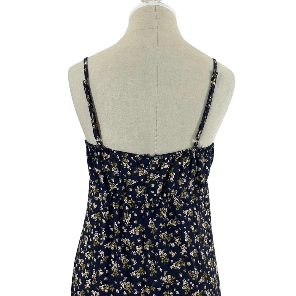 Blu Pepper Navy Blue Floral Lace‎ Trim Maxi Dress Sweetheart Neck Women's M Boho - Picture 6 of 12